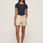 mujer pantalones cortos con cintura ajustable Pepe Jeans 44JTZ525 piedra