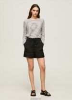 mujer pantalones cortos de lino con bolsa de papel Pepe Jeans 44JTZ489 negro