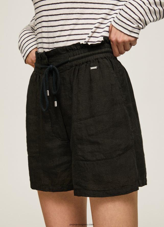 mujer pantalones cortos de lino con bolsa de papel Pepe Jeans 44JTZ489 negro - Imagen 3