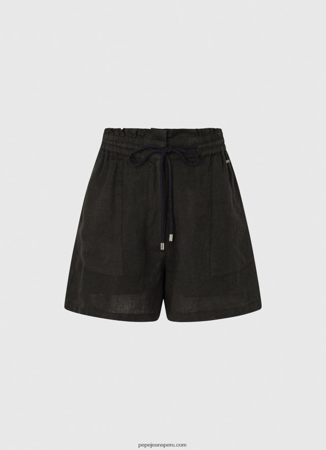 mujer pantalones cortos de lino con bolsa de papel Pepe Jeans 44JTZ489 negro - Imagen 5