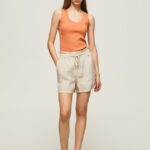 mujer pantalones cortos de lino con bolsa de papel Pepe Jeans 44JTZ490 piedra