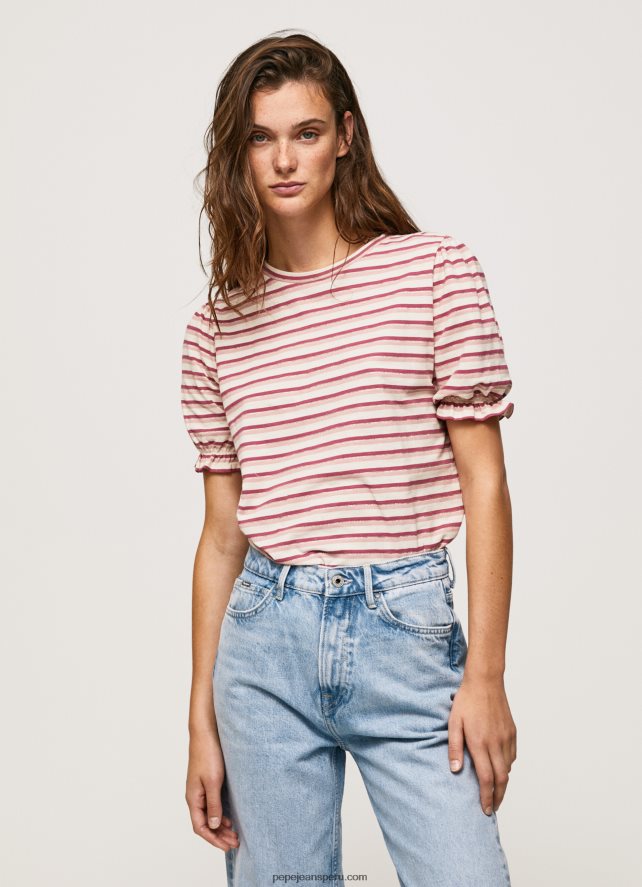 mujer_playera_a_rayas_con_volantes_en_las_mangas_pepe_jeans_44jtz392_rubor_oscuro.jpg mujer playera a rayas con volantes en las mangas Pepe Jeans 44JTZ392 rubor oscuro - Imagen 1