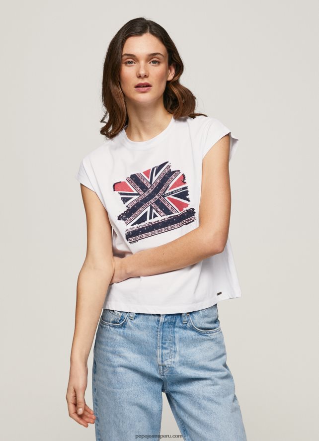 mujer_playera_con_estampado_union_jack_pepe_jeans_44jtz415_blanco.jpg mujer playera con estampado Union Jack Pepe Jeans 44JTZ415 blanco - Imagen 1