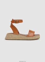 mujer sandalias kate con cuña grabada Pepe Jeans 44JTZ677 tabaco