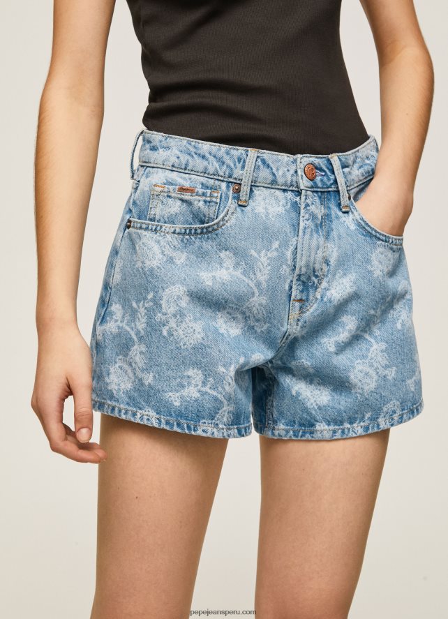 mujer shorts de mezclilla con estampado floral Pepe Jeans 44JTZ502 mezclilla - Imagen 3