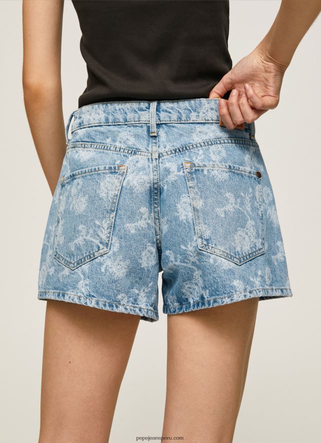 mujer shorts de mezclilla con estampado floral Pepe Jeans 44JTZ502 mezclilla - Imagen 5