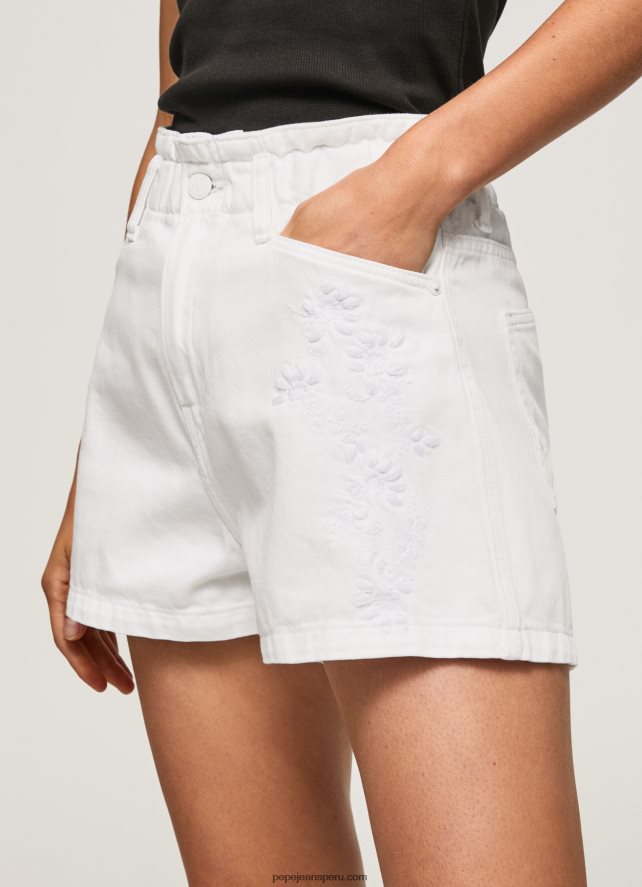 mujer shorts de mezclilla con flores bordadas Pepe Jeans 44JTZ512 mezclilla - Imagen 4