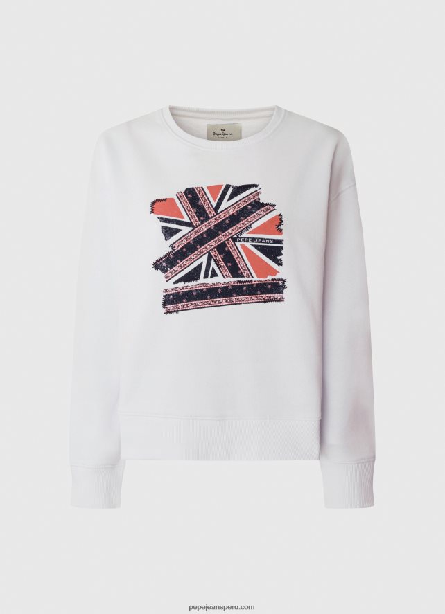 mujer suéter con estampado de bandera del Reino Unido Pepe Jeans 44JTZ266 blanco - Imagen 5