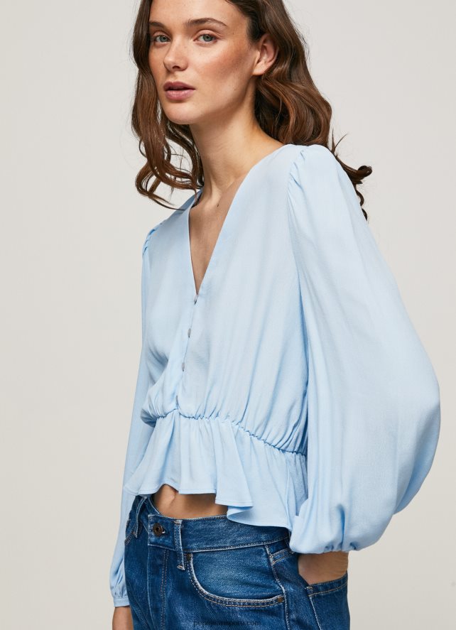 mujer top corto con cuello en V Pepe Jeans 44JTZ326 bahía - Imagen 3