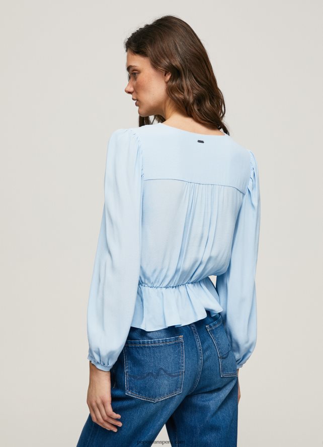 mujer top corto con cuello en V Pepe Jeans 44JTZ326 bahía - Imagen 4