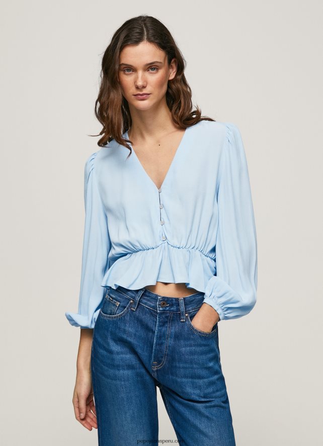mujer top corto con cuello en V Pepe Jeans 44JTZ326 bahía - Imagen 1