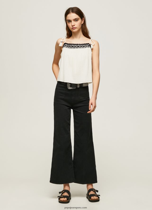 mujer top de algodón con detalles de crochet Pepe Jeans 44JTZ335 mousse - Imagen 2
