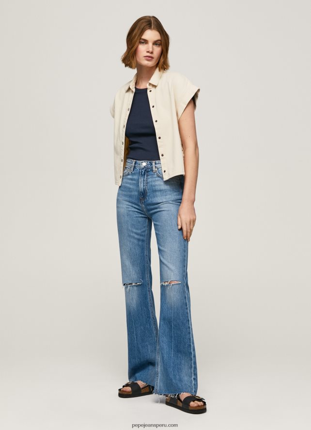 mujer vaqueros harper con tiro alto y corte acampanado Pepe Jeans 44JTZ64 mezclilla - Imagen 1