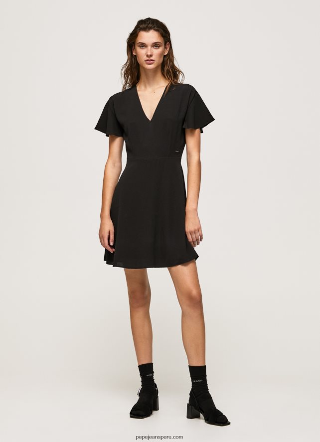 mujer vestido corto con cuello en v Pepe Jeans 44JTZ195 negro - Imagen 2