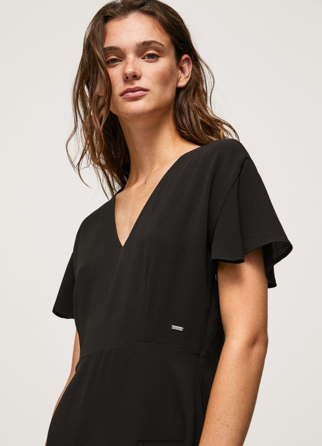 mujer vestido corto con cuello en v Pepe Jeans 44JTZ195 negro - Imagen 3