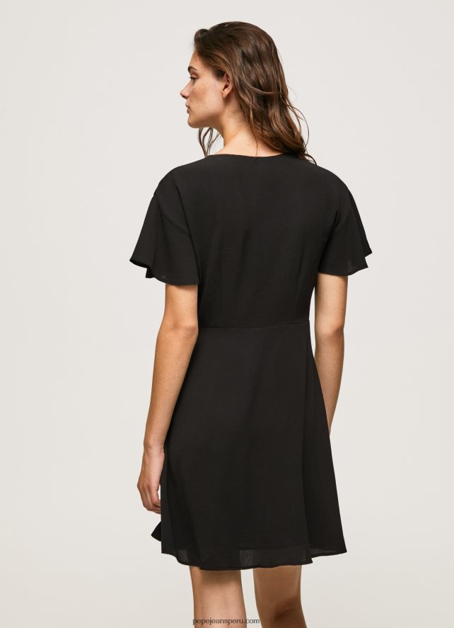 mujer vestido corto con cuello en v Pepe Jeans 44JTZ195 negro - Imagen 4