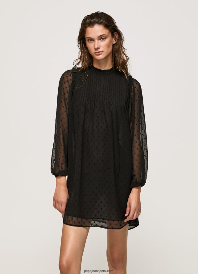mujer vestido corto con estampado de lunares Pepe Jeans 44JTZ207 negro - Imagen 2