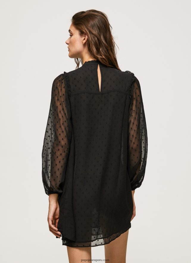 mujer vestido corto con estampado de lunares Pepe Jeans 44JTZ207 negro - Imagen 4