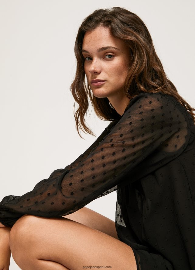 mujer vestido corto con estampado de lunares Pepe Jeans 44JTZ207 negro - Imagen 5