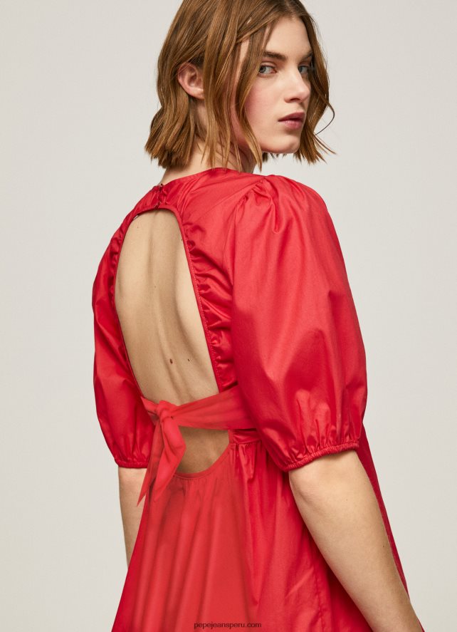 mujer vestido de popelina de algodón Pepe Jeans 44JTZ146 estudio rojo - Imagen 3