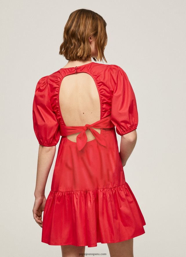 mujer vestido de popelina de algodón Pepe Jeans 44JTZ146 estudio rojo - Imagen 4