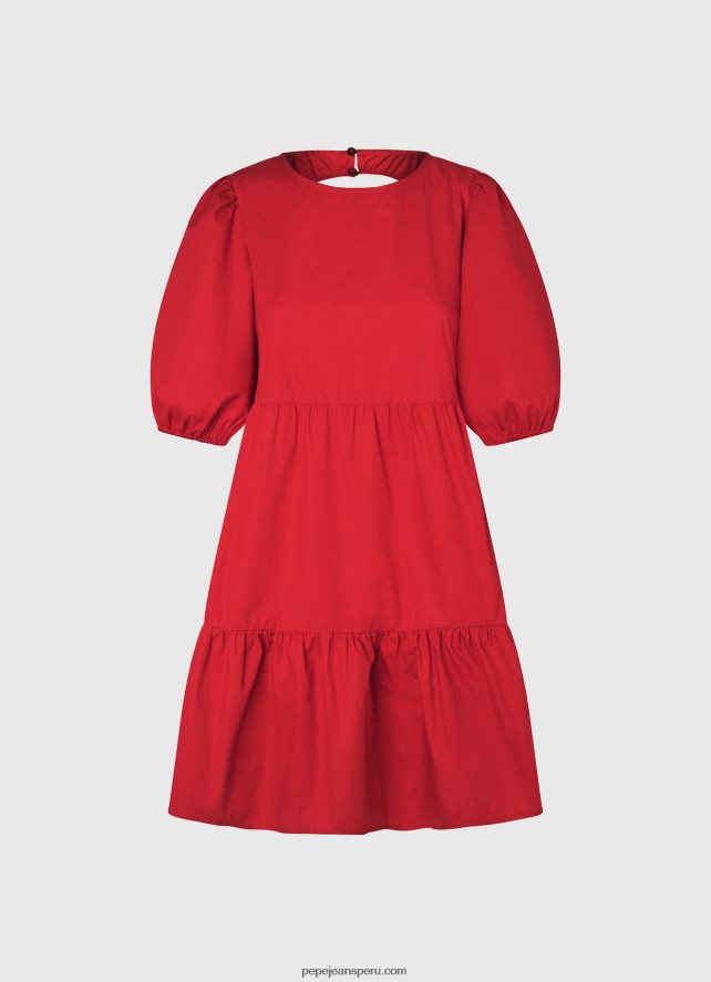 mujer vestido de popelina de algodón Pepe Jeans 44JTZ146 estudio rojo - Imagen 5