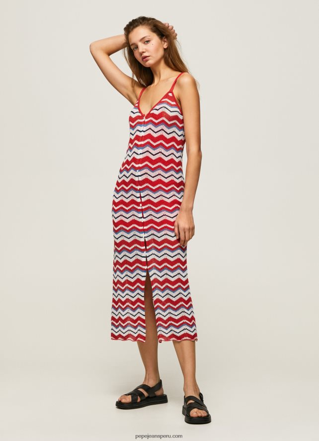 mujer vestido Frida tejido en zigzag Pepe Jeans 44JTZ170 estudio rojo - Imagen 2