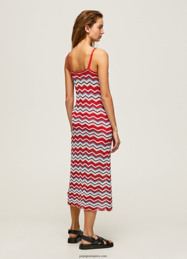 mujer vestido Frida tejido en zigzag Pepe Jeans 44JTZ170 estudio rojo - Imagen 4
