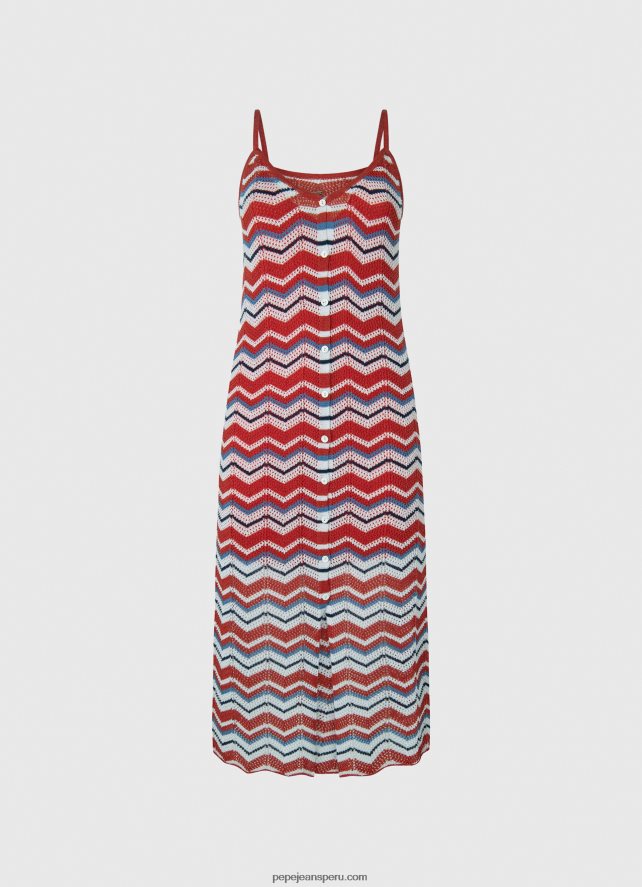 mujer vestido Frida tejido en zigzag Pepe Jeans 44JTZ170 estudio rojo - Imagen 5