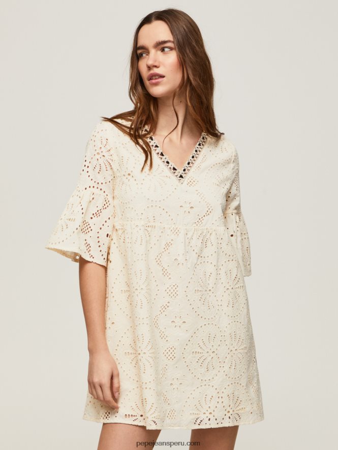 mujer vestido padma con detalles calados Pepe Jeans 44JTZ152 suero de la leche - Imagen 5