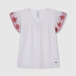 chica blusa con bordado gaulle Pepe Jeans 44JTZ1423 blanco