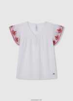 chica blusa con bordado gaulle Pepe Jeans 44JTZ1423 blanco