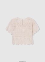 chica blusa crochet noelle Pepe Jeans 44JTZ1473 mousse - Imagen 2