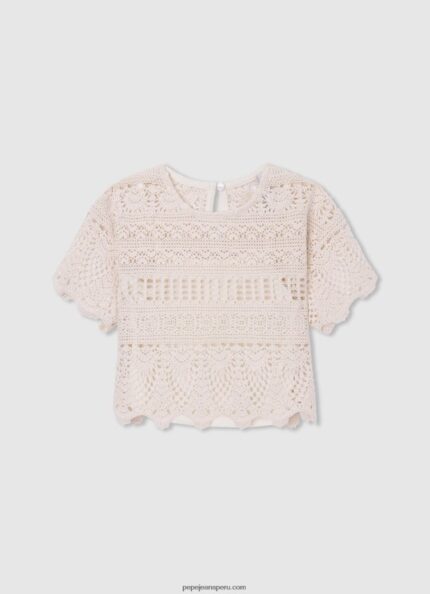 chica blusa crochet noelle Pepe Jeans 44JTZ1473 mousse
