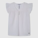 chica blusa hilary con detalles calados Pepe Jeans 44JTZ1472 mousse