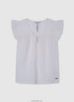 chica blusa hilary con detalles calados Pepe Jeans 44JTZ1472 mousse