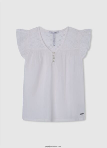 chica blusa hilary con detalles calados Pepe Jeans 44JTZ1472 mousse