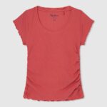 chica camisa de canalé con efecto ondulado Pepe Jeans 44JTZ1442 estudio rojo