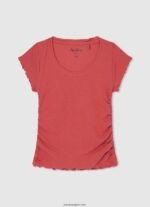 chica camisa de canalé con efecto ondulado Pepe Jeans 44JTZ1442 estudio rojo