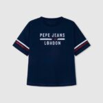chica playera boxy con logo estampado Pepe Jeans 44JTZ1448 océano