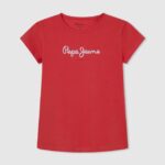 chica playera con logo brillante Pepe Jeans 44JTZ1469 estudio rojo