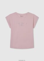 chica playera con logo de strass Pepe Jeans 44JTZ1431 Rosa suave