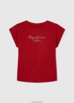 chica playera con logo de strass Pepe Jeans 44JTZ1451 durazno - Imagen 3