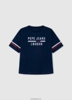 chica playera con logo de strass Pepe Jeans 44JTZ1451 durazno - Imagen 5