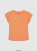 chica playera con logo estampado Pepe Jeans 44JTZ1454 durazno - Imagen 5