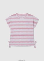 chica playera con rayas desteñidas Pepe Jeans 44JTZ1462 Rosa suave
