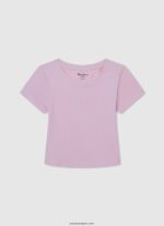 chica playera con rayas desteñidas Pepe Jeans 44JTZ1462 Rosa suave - Imagen 4