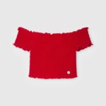 chica top fruncido de manga corta Pepe Jeans 44JTZ1424 rojo