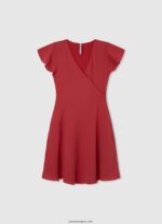 chica vestido de crepe con escote cruzado Pepe Jeans 44JTZ1374 estudio rojo