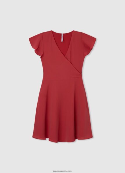 chica vestido de crepe con escote cruzado Pepe Jeans 44JTZ1374 estudio rojo